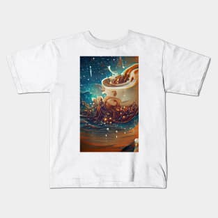 The Coffee Starry Teal ocean| starry night Kids T-Shirt